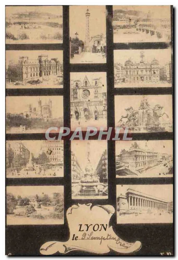 Lyon — vista panorâmica em colagem — editor anônimo, n° 19 - Frente