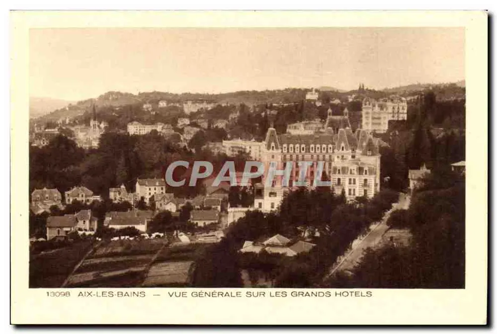 Aix-les-Bains — Allgemeine Ansicht der großen Hotels — Serie 13098, veröffentlicht von Braun & Cie, La Savoie - Vorderseite