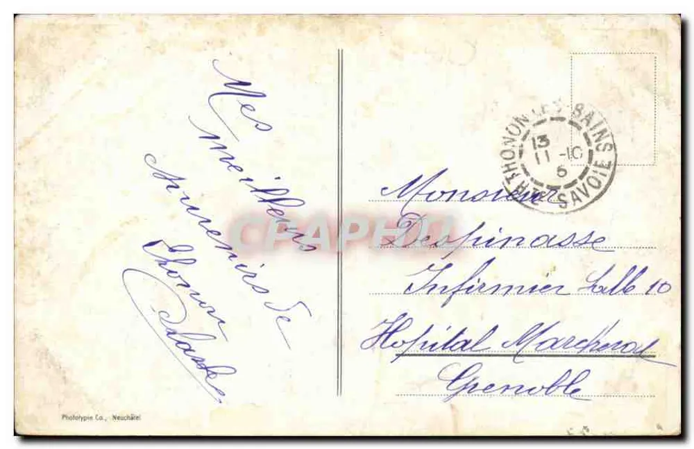 Thonon-les-Bains. Bairro de Rives e o porto — Phototypie Co., Neuchâtel, n°573 - Verso