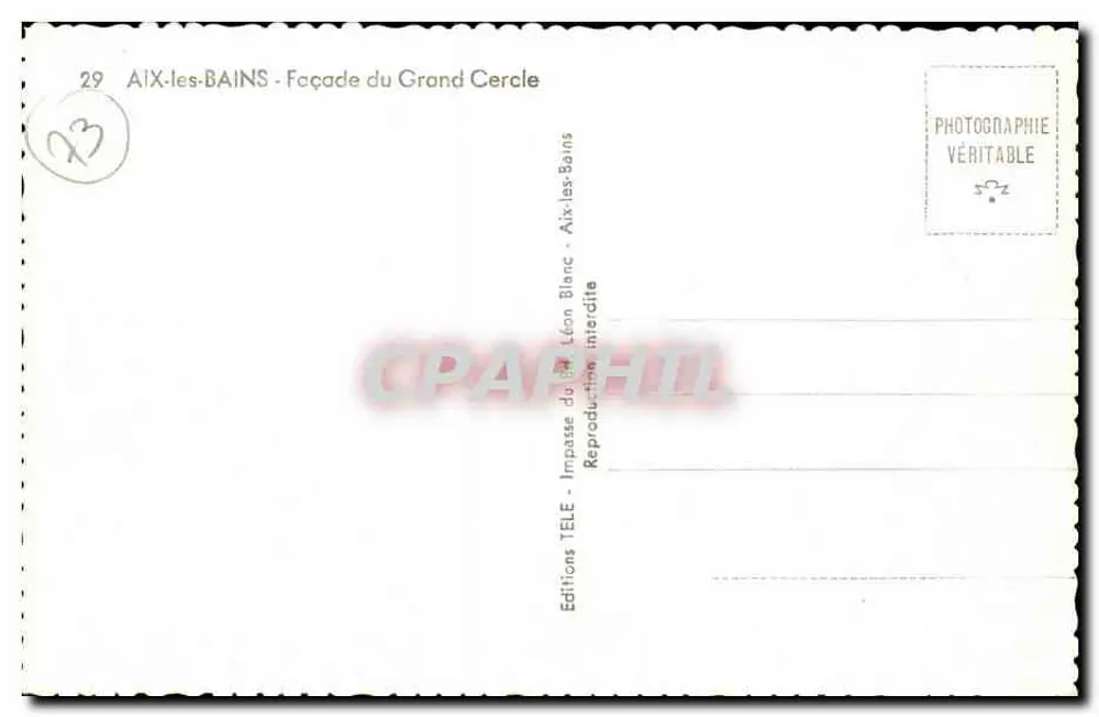 Aix-les-Bains - Fachada do Grand Cercle — Edições Télé - Verso