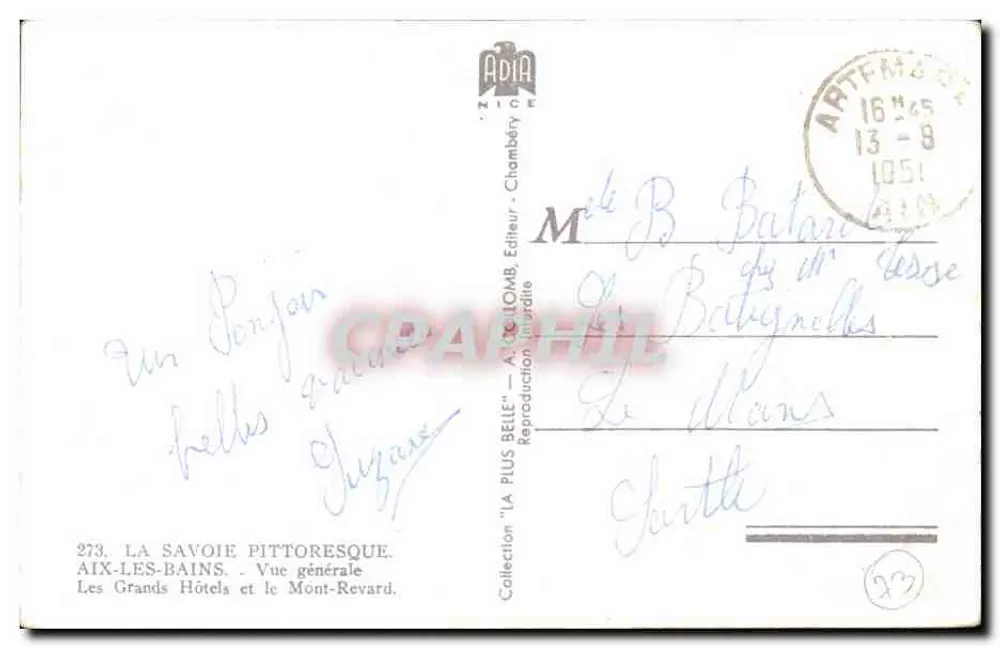 Aix-les-Bains — Die Grand Hotels und der Mont Revard — ADIA, Nice, n°273 - Rückseite