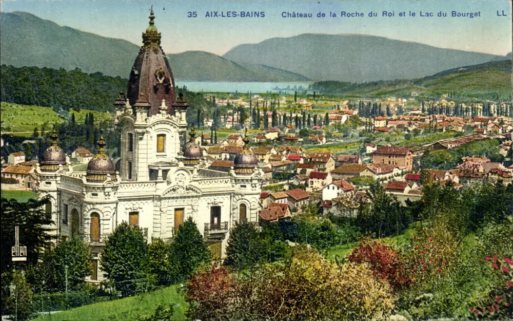 Aix-les-Bains — Château de la Roche du Roi et le Lac du Bourget — éditeur Ellen, n° 35 - Recto