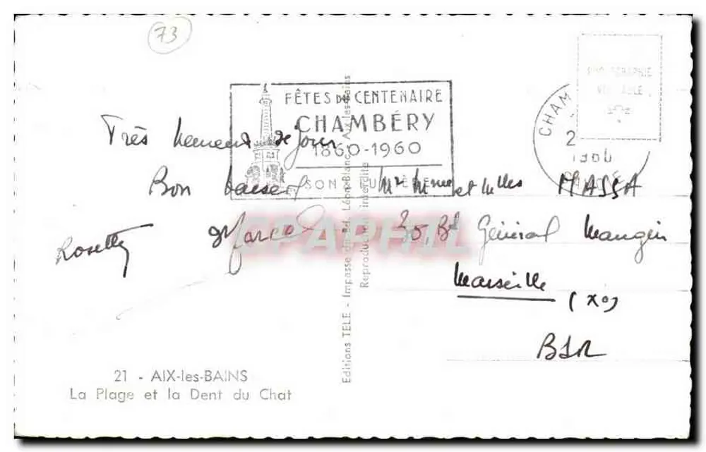 A Praia e a Dent du Chat — Aix-les-Bains — Éditions TÉLÉ, n°21 - Verso