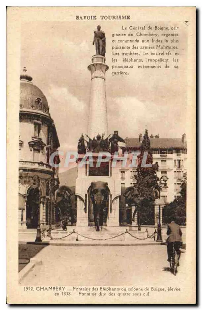 Chambéry — Fontaine des Éléphants oder Säule von Boigne — Savoie Tourisme - Vorderseite