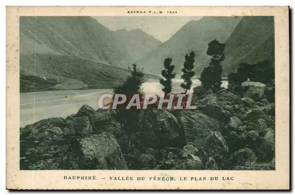 Dauphiné — Vallée du Vénéon. Le Plan du Lac — éditeur Ct. Boulanger, série Agenda P.L.M. 1924 - Frente