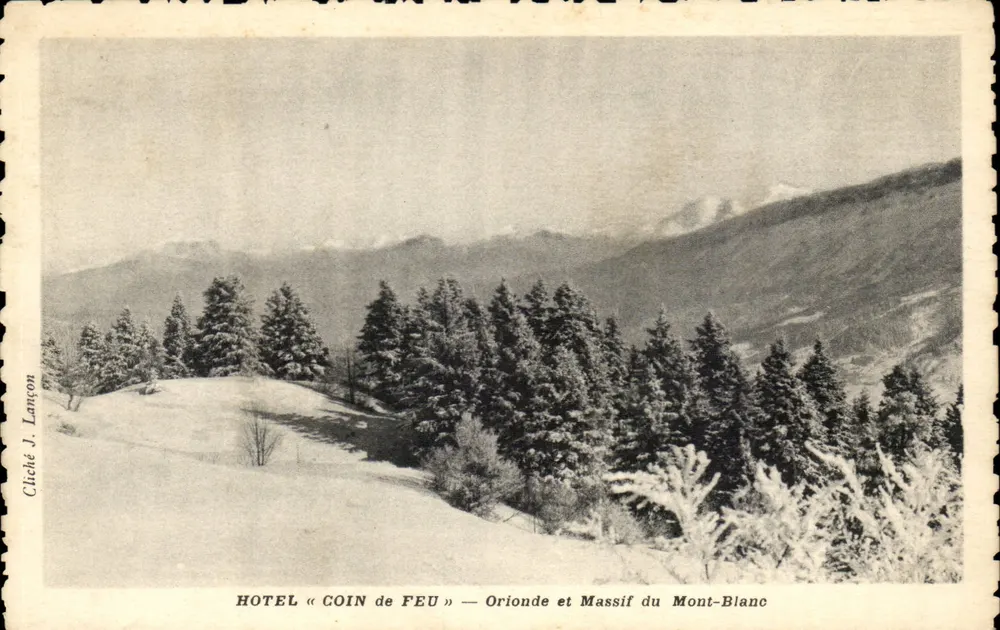 Hotel « Coin de Feu » — Orionde und Mont-Blanc-Massiv — Foto J. Lanson - Vorderseite