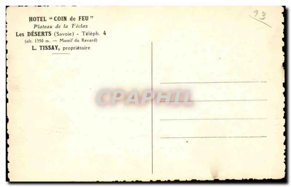 Hotel « Coin de Feu » — Orionde und Mont-Blanc-Massiv — Foto J. Lanson - Rückseite