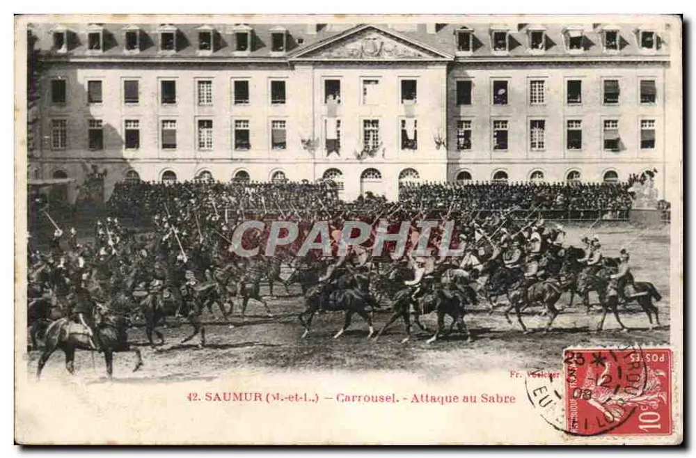 Saumur (M.-et-L.) — Karussell — Schwertangriff — Fr. Véchier Nr. 42 - Vorderseite