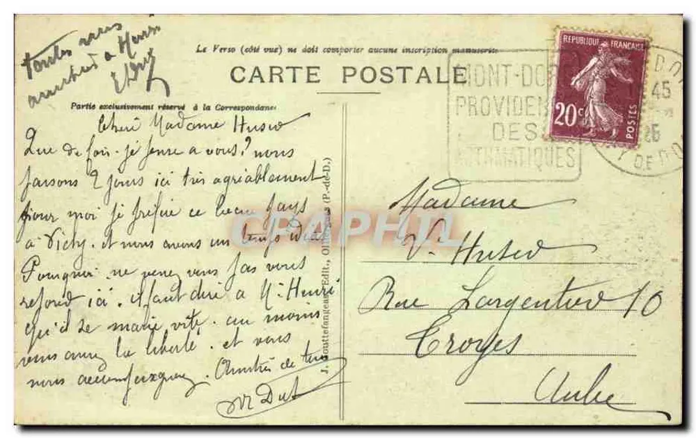 Le Mont-Dore - Visão geral — g. d’o. - 1419 - Verso