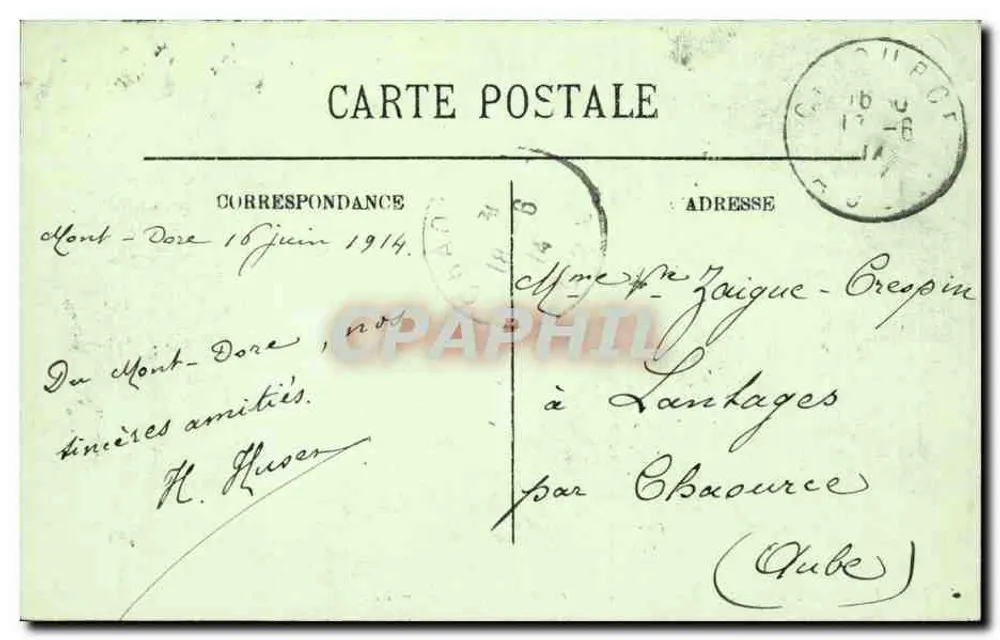 Mont-Dore — Das Hotel de Paris und die Rue Ramond — J. H. Dumon, n°50 - Rückseite