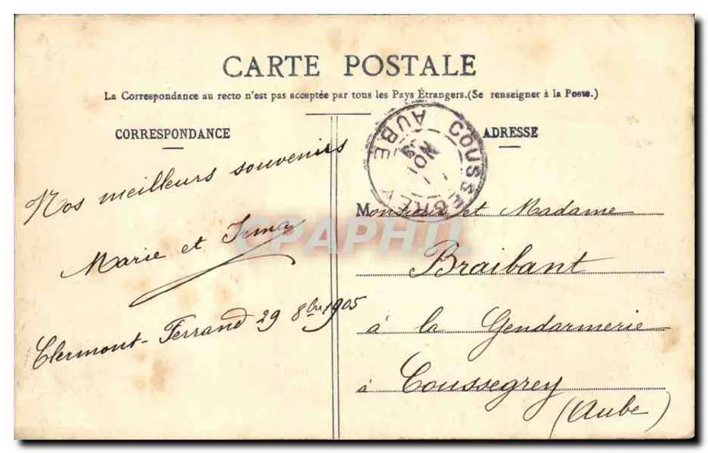 Clermont-Ferrand - Die Kirche St. Peter und das Postgebäude — Lib. Bougé-Béal, 21 rue de l'Écu - Rückseite