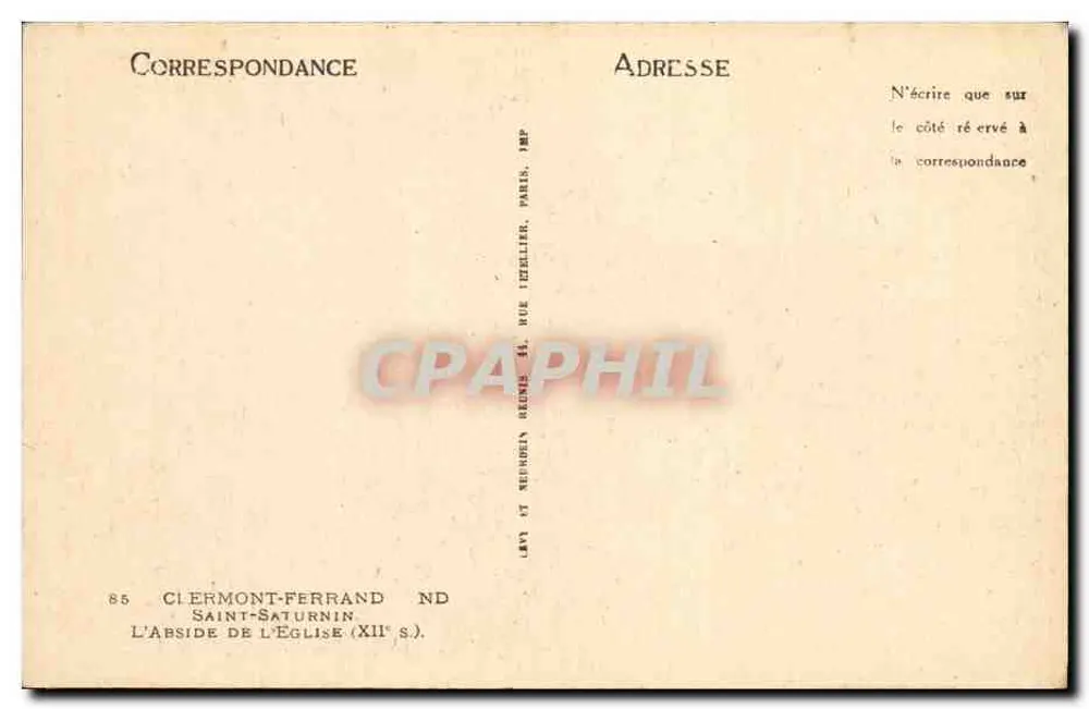 Clermont-Ferrand — A abside da igreja (século XII) — Editor: Levé & Neuningen - Verso