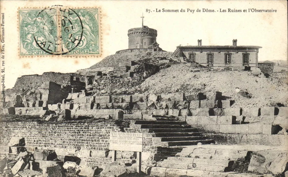 Der Gipfel des Puy de Dôme — Die Ruinen und das Observatorium — Lith. Baugé-Béal, 21, rue de l’Ecu, Clermont-Ferrand - Vorderseite