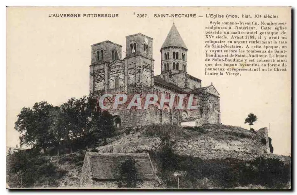 Saint-Nectaire — A Igreja (monumento histórico do século XI) — L'Auvergne pittoresque, n° 2067 - Frente