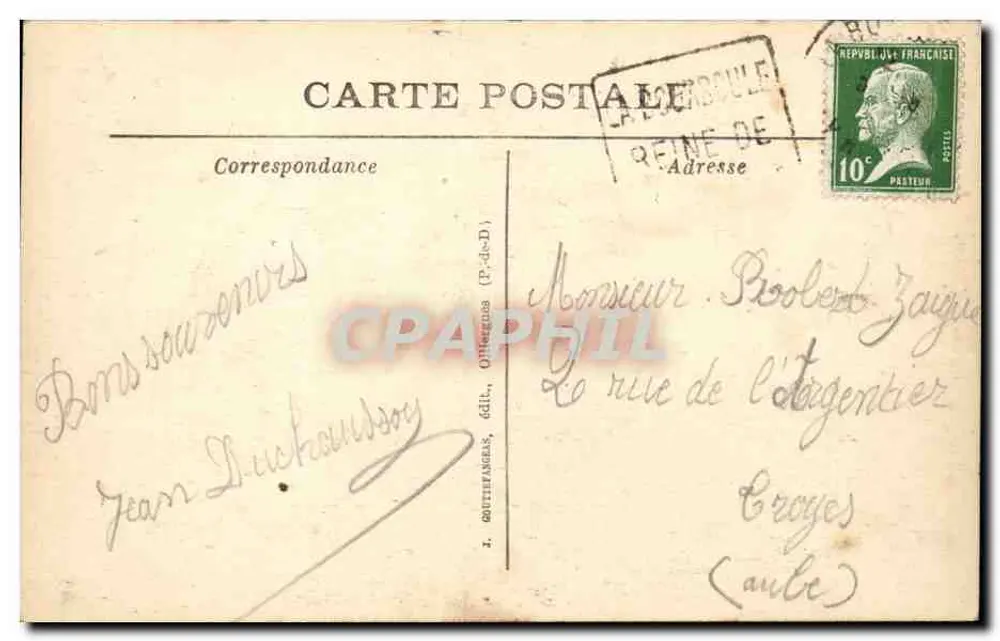 La Bourboule — Route de St-Sauves und Lac du Barrage — J. GOUTIN-ANÉAS, Verlag (P.-d.-D.) - Rückseite