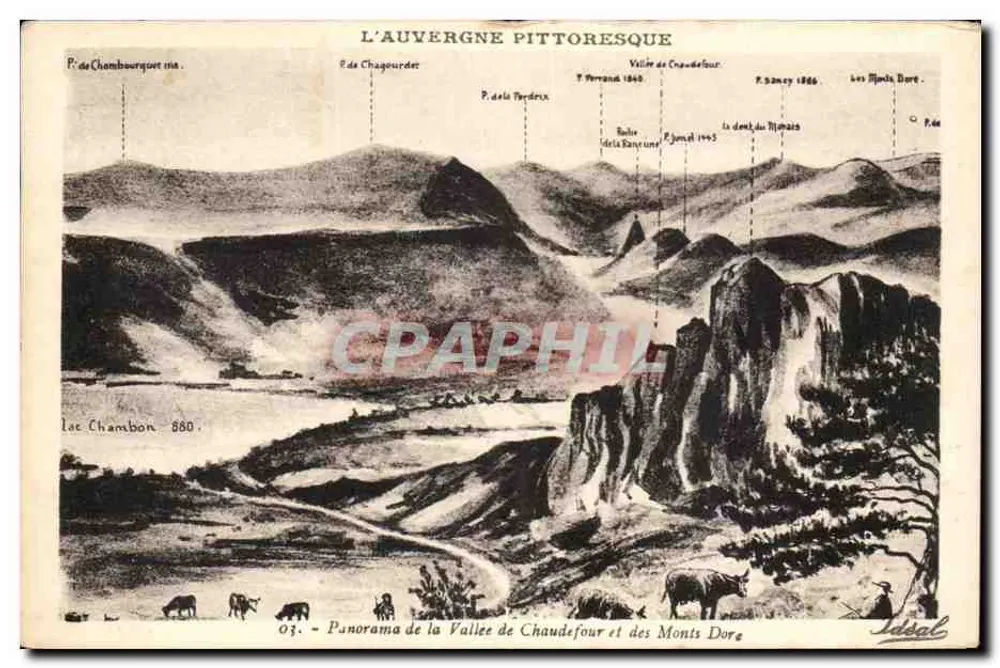 Panorama der Chaudefoux-Tal und der Monts Dore — pittoreskes Auvergne — Ideal - Vorderseite