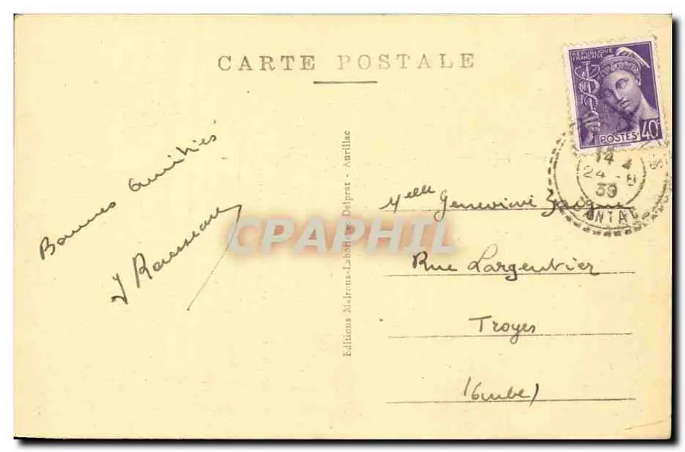 Rocher de Marquoil - Vallée de Mandailles — Le Cantal pittoresque — Éditions Nabrions-Laborde-Delpret - Rückseite