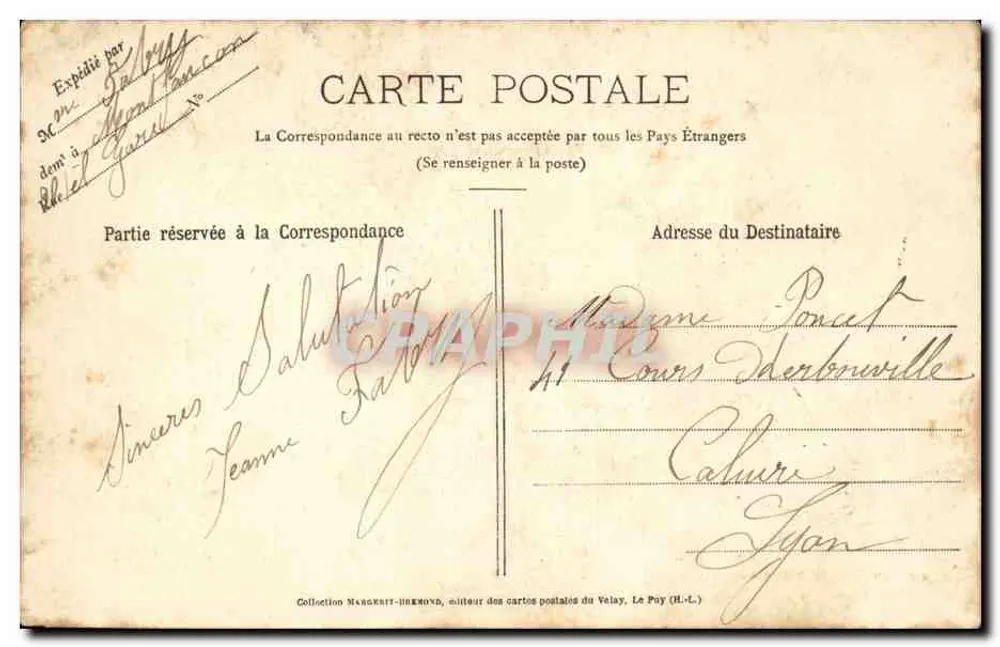 Die Auvergne-Denteller — L'Auvergne Illustrée n°885 — Chiche M. B. Rep. Int. - Rückseite