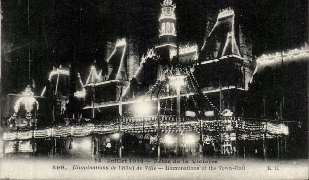 Beleuchtung des Rathauses — Siegesfeier — 14. Juli 1919 — E. C. - Vorderseite