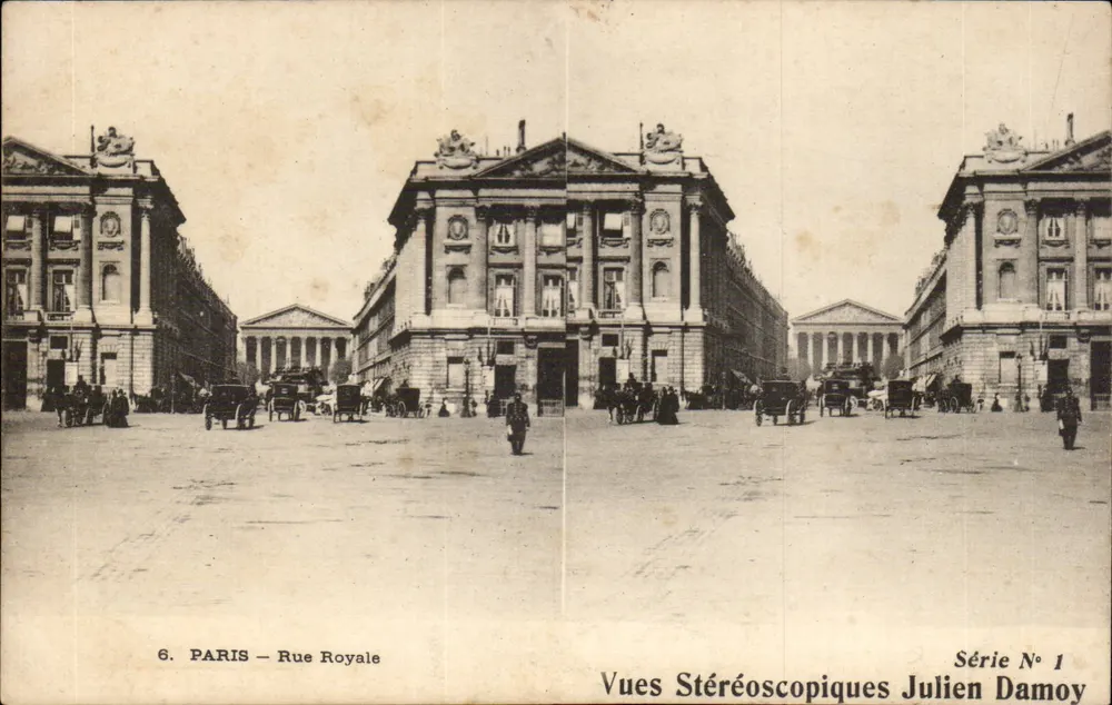 Paris — Rue Royale — Stereoskopische Ansichten Julien Damoy, Serie N° 1 - Vorderseite