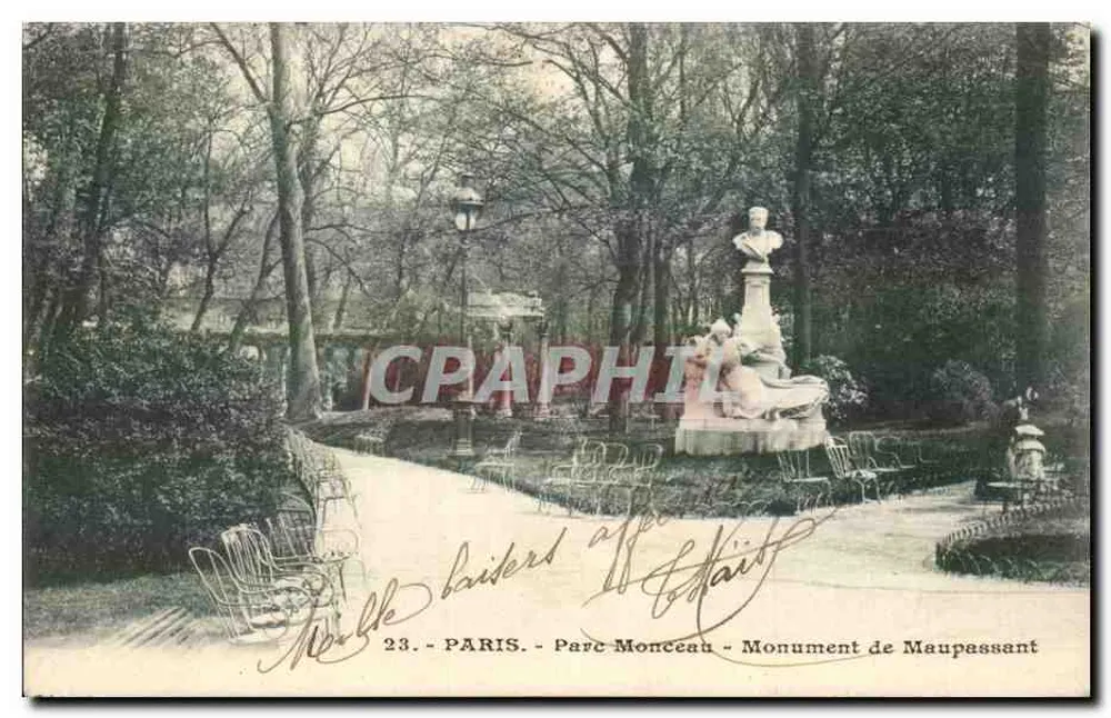 Paris - Parque Monceau - Monumento de Maupassant - Frente