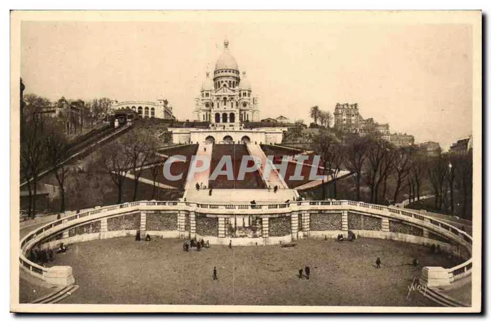 Paris — Panoramablick auf den Sacré-Cœur von Montmartre und die Monumentaltreppe — Les Éditions d'Art YVON, Paris - Vorderseite