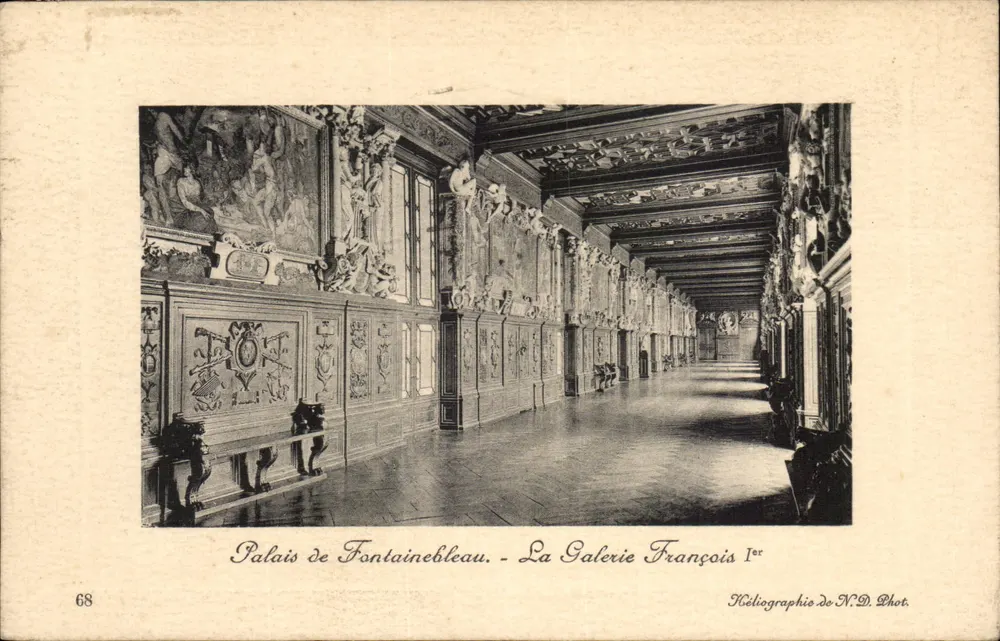 Schloss Fontainebleau - Die Galerie François I. — Héliographie von N.D. Fot. - Vorderseite