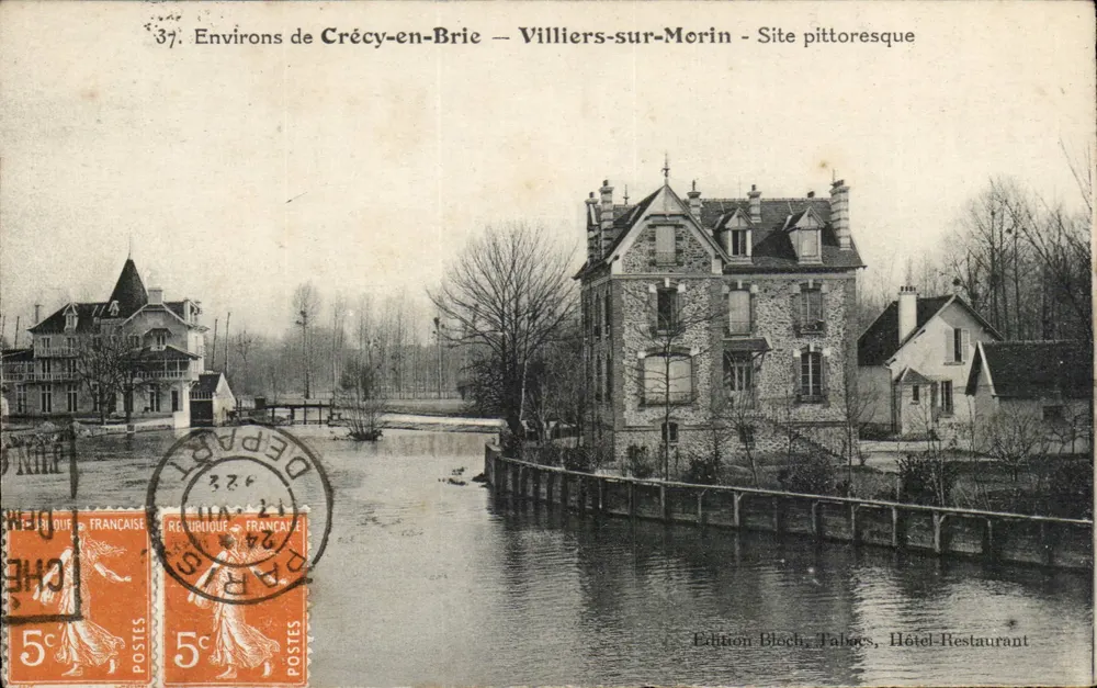 Villiers-sur-Morin — Pittoresker Ort — Bloch-Edition, Tabakgeschäft, Hotel-Restaurant - Vorderseite