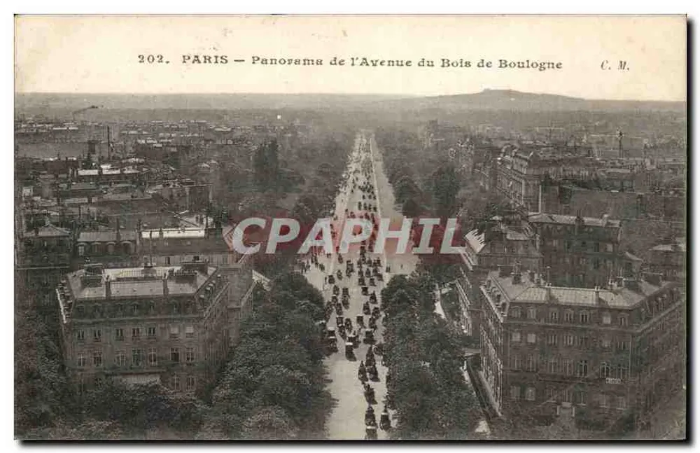 PARIS — Panorama der Avenue du Bois de Boulogne — C. M. n° 202 - Vorderseite