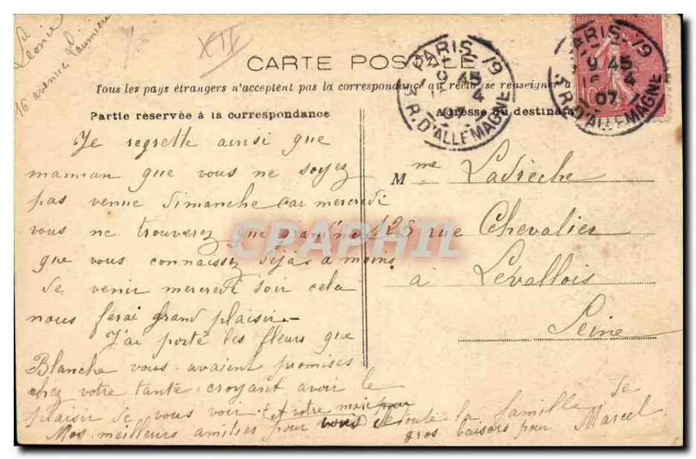 Buttes Chaumont — Kreisförmiger Weg am See — E.V. PARIS XIX - Rückseite