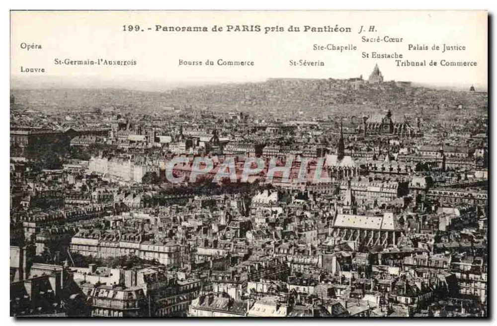 Panorama de PARIS tomado desde el Panteón — J. H. — n° 199 - Anverso