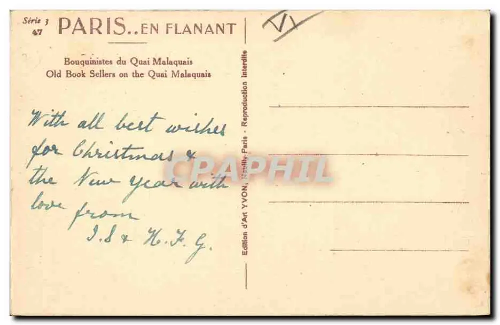 Bücherhändler am Quai Malaquais — Paris — Édition d'Art YVON, Serie 3 n°47 - Rückseite