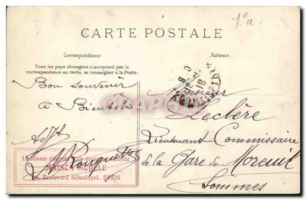 PARIS — Câmara dos Deputados — Sala das Conferências — Editor H.L.D. n° 967 - Verso