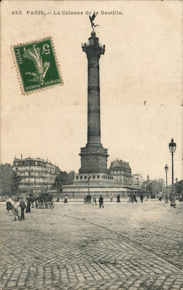 Paris — A Coluna da Bastilha — P. Marhuse, Ed. Paris, n° 433 - Frente