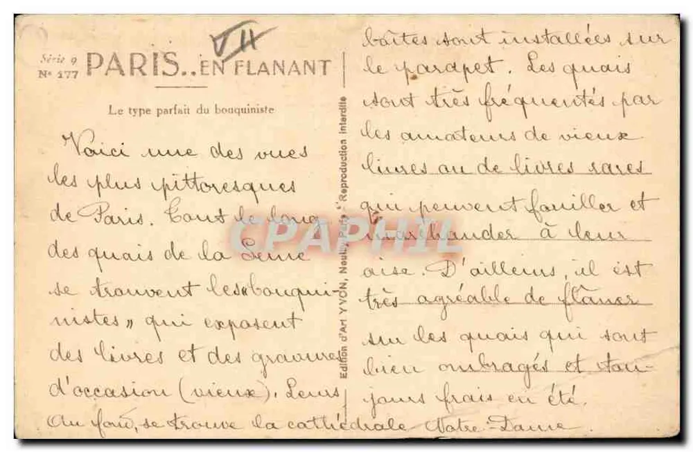 Notre-Dame de Paris — Quais da Seine — Edição YVON, N° 477 - Verso