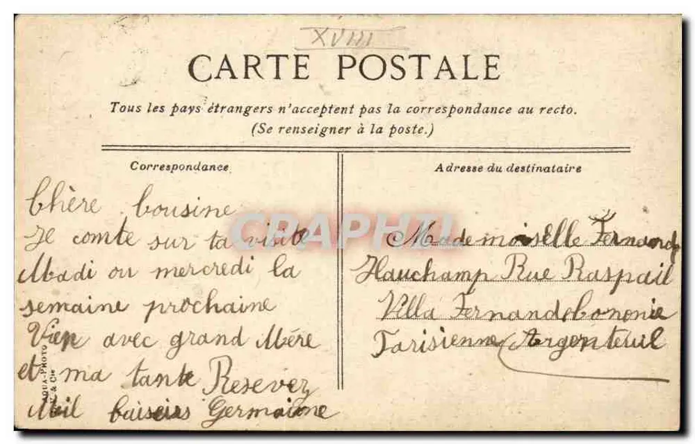 Paris - O Moulin Rouge — editor MARBRIE & Cie, n° XVIII - Verso