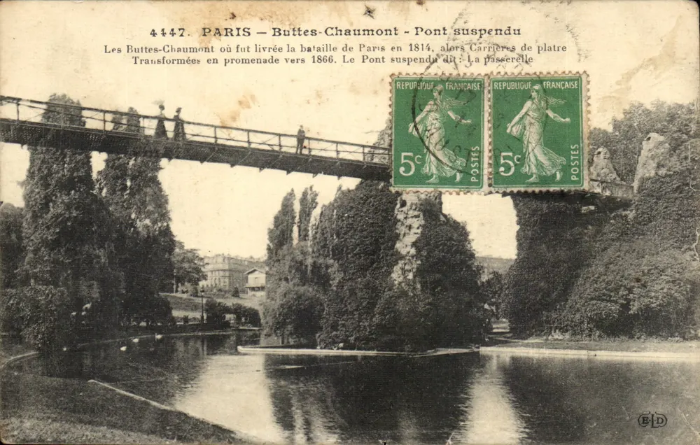 Paris - Buttes-Chaumont - Hängbrücke — Verlag E.D. n°4447 - Vorderseite