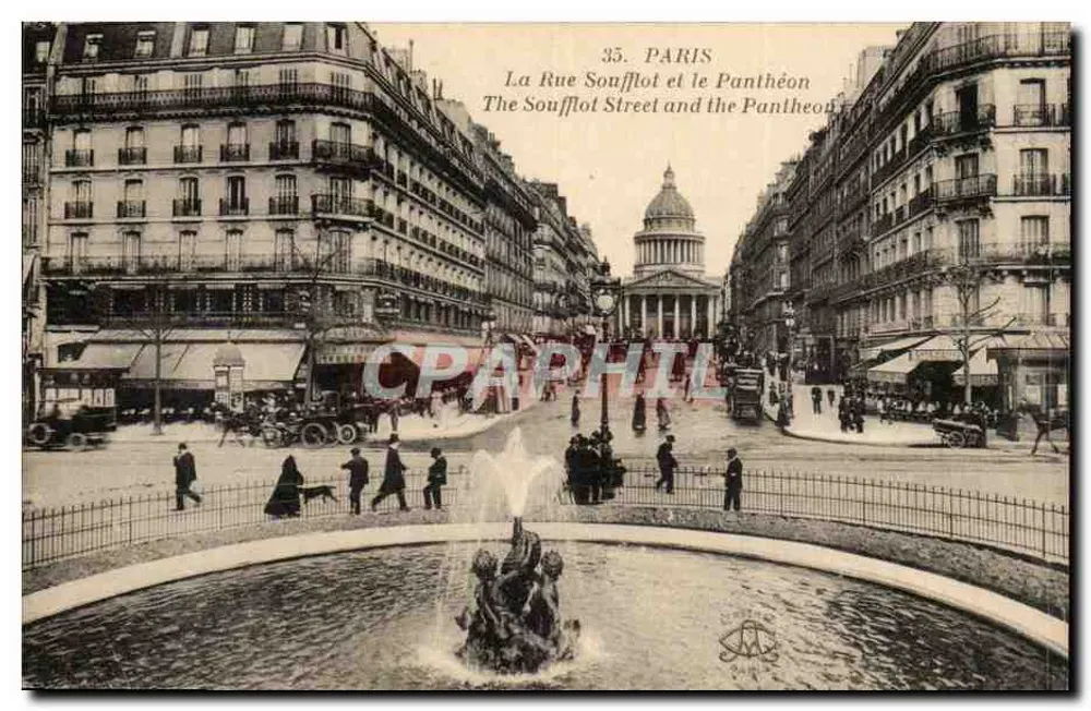 Paris — Rue Soufflot und der Panthéon - Vorderseite