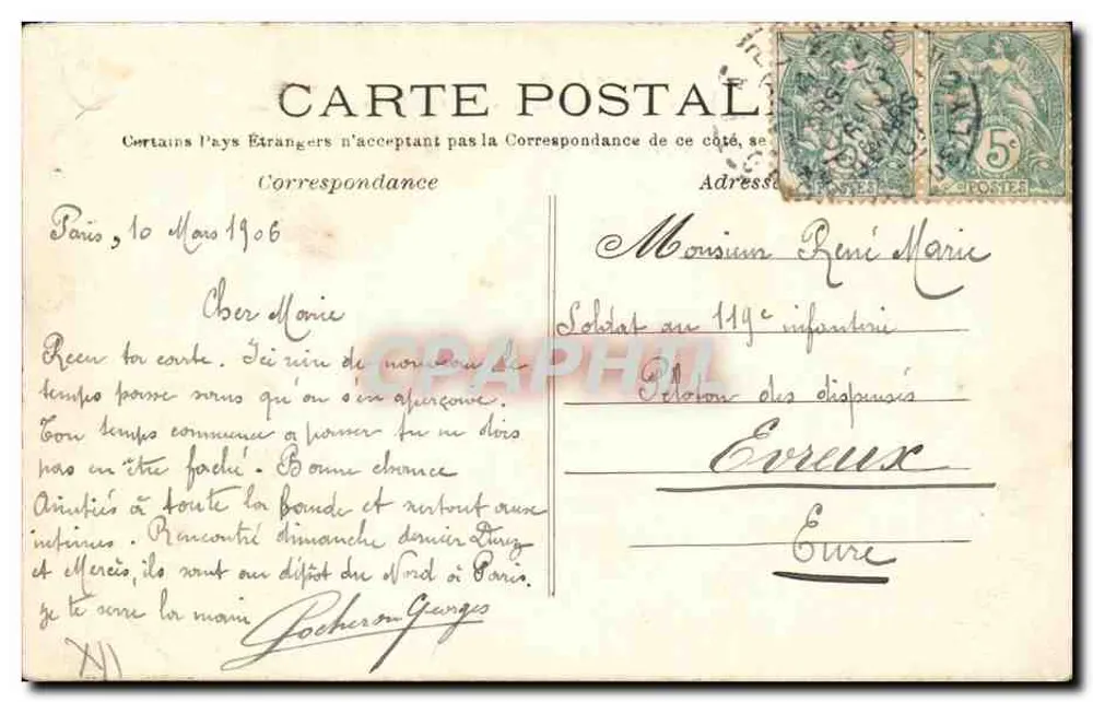 Estação de Lyon — Paris — J. H. — n° 118 - Verso