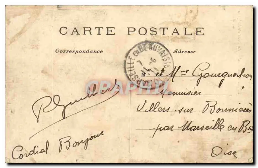 Paris (XIX. Arrondissement) — Buttes-Chaumont — Die Ziegelbrücke — C. M. - Rückseite