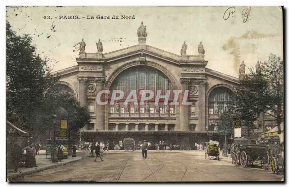 Paris - A Estação da Norte — vista da entrada principal — editor não identificado, n° de série 63 - Frente