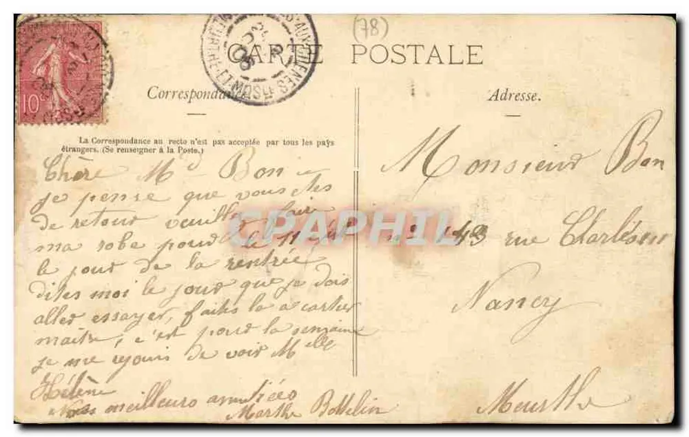 Versalhes - Estação, margem direita — Bilhete postal antigo n°70 — editor Brodard - Verso