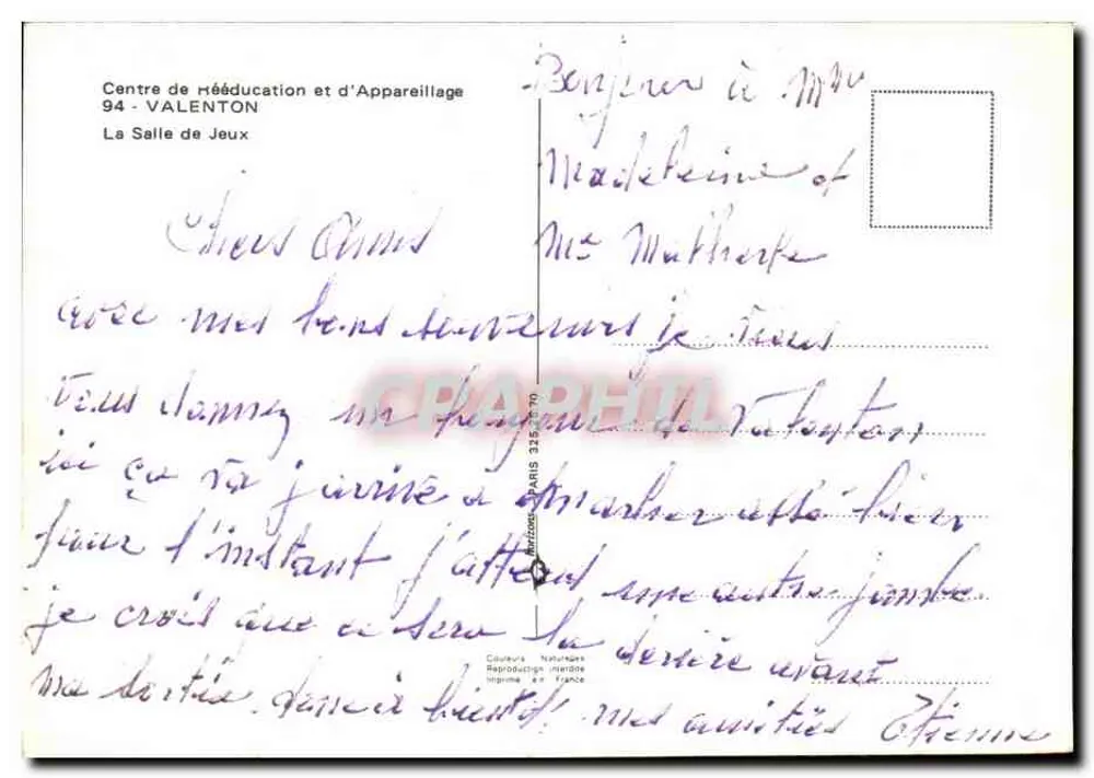 Rehabilitations- und Prothesenzentrum - Das Spielzimmer — Valenton 94 - Rückseite