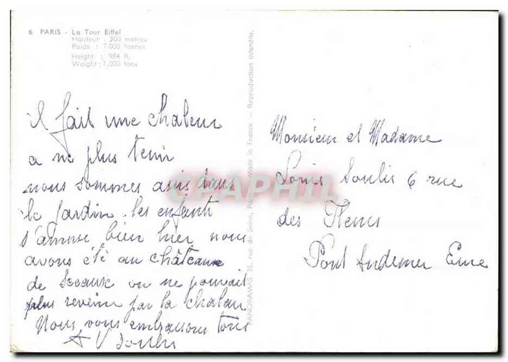 Paris — A Torre Eiffel — PANORAMAS - Verso