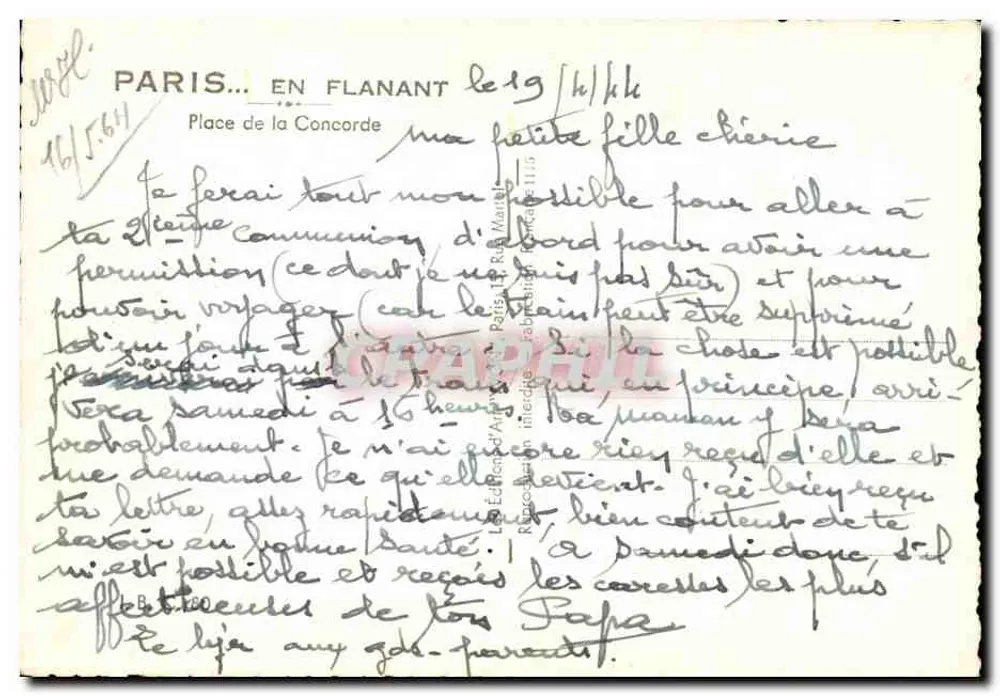 Praça da Concórdia — vista panorâmica com obelisco e Torre Eiffel no fundo — editor Sylvong, número de série 1115 - Verso
