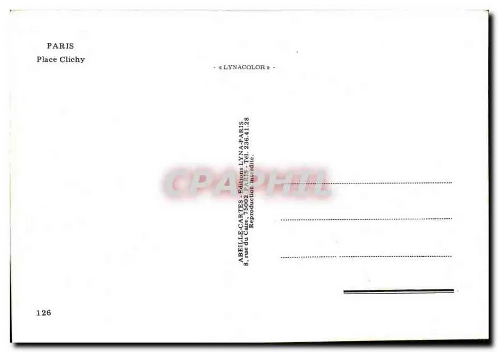 Pátio Clichy — Paris — edição ABEILLE-CARTES - Verso