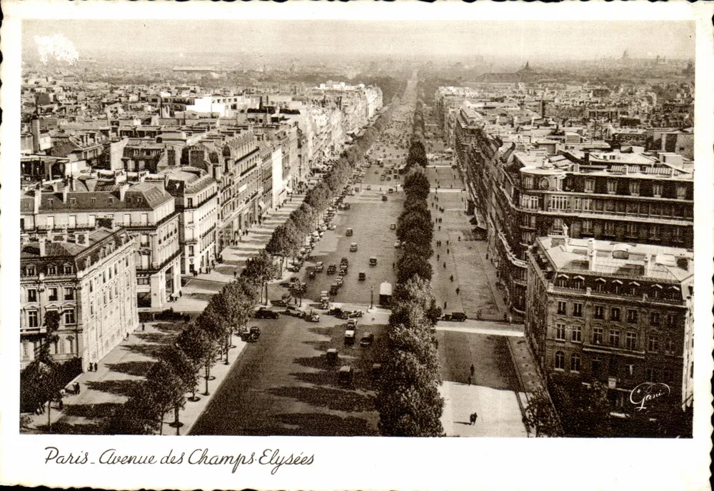 Paris - Avenida dos Campos Elísios — vista aérea — G. Jan - Frente