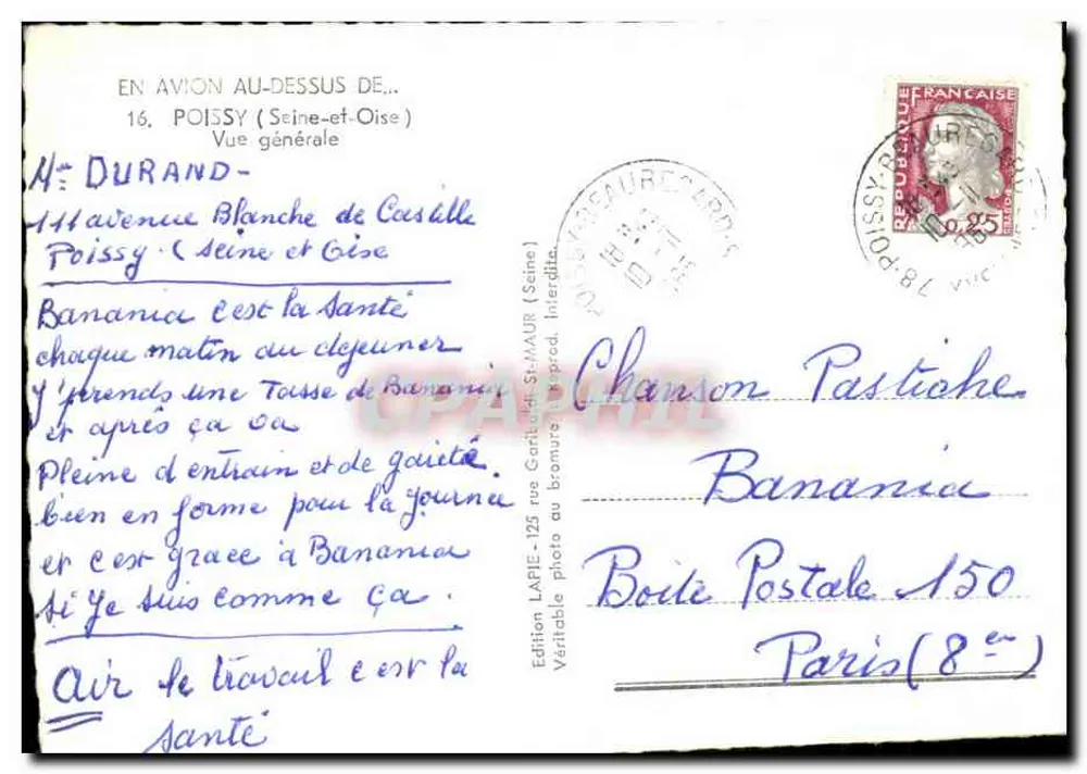 हवाई दृश्य Poissy — Seine-et-Oise — छापकर्ता LAPIE - पीछे