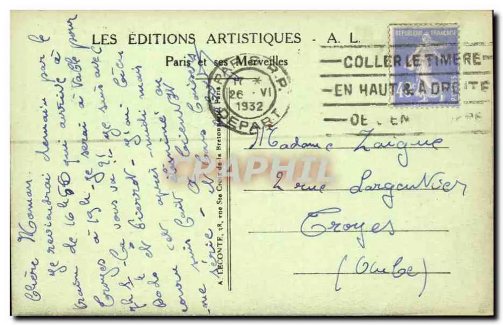 Paris - Panorama vom Pavillon de Flore am Seine, Notre-Dame und der Cité - A. L. - Rückseite