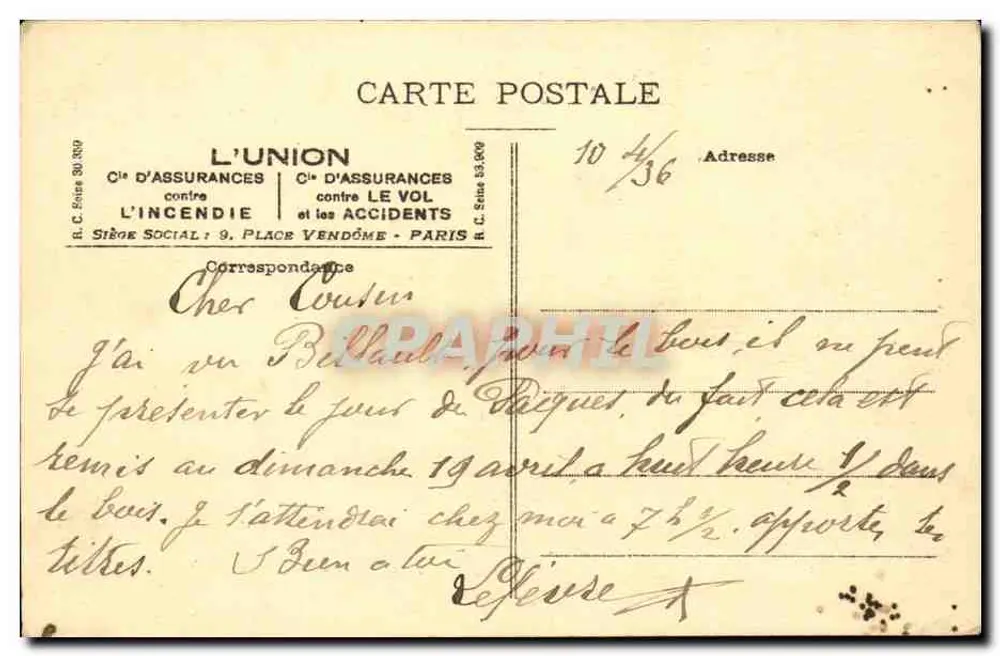 Paris - Place Vendôme — coluna monumental e edifícios clássicos — editor não identificado - Verso